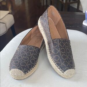 Calvin Klein Dark Brown Logo Espadrille Flats